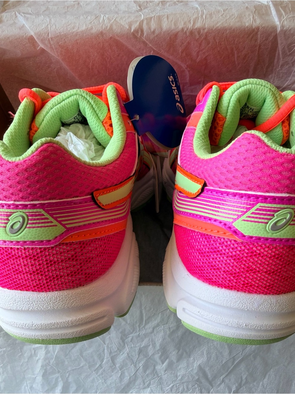 ASICS Kids Sneakers in Hot Pink, Pistachio and Coral - Picture 4 of 6